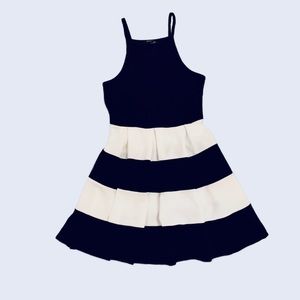 Navy & White Dress Small Spaghetti Strap Color Block